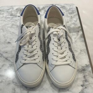 Madewell White leather and Black calf hair Sneakers with Blue Accents